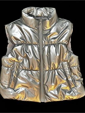 NWT blue b. - Womens Metallic Silver Puffer Vest / s